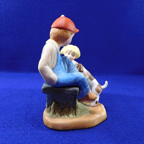Vintage Paul Sebastian Figurine Boy and Girl With Dogs Bisque Porcelain 1991 - Picture 7 of 9